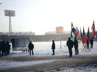Huge outdoor sport display at “Yenisey” stadium in Krasnoyarsk, Russia