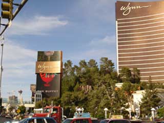 Hotel and gambling complex Wynn with the hyper stylish video LED screen (Las Vegas)