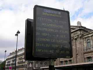 Informational outdoor screen on Paris