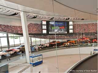 Christie MicroTiles Fan Billboard in NASCAR Hall with 18x14 tiles and 7.2x4.2 m sizes