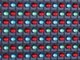 Fragment of a LED module for outdoor screen with 2R1G1B pixel structure