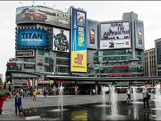 Digital billboards at Dundas Square in Toronto