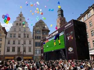 Large LED screen in Fan Zone - Euro 2012 in Wroclaw