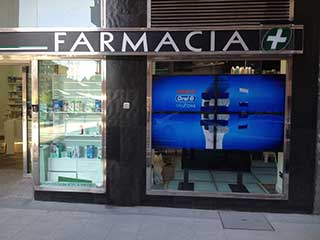 Displays behind the window of drug-store