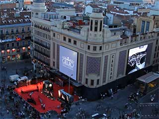 LED screens on the facades of Callao Square in Madrid