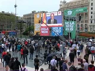 LED screens during protests in Barcelona