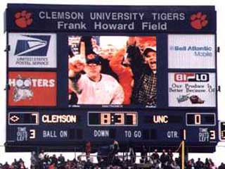 Large electronic screen at outdoor stadium in USA