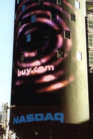 Giant lamp screen (media façade) of the electronic stock exchange Nasdaq