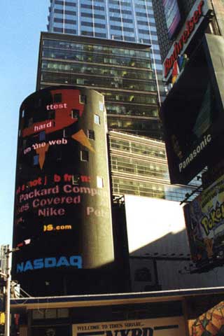 Pantalla gigante de la lámpara (fachada del media) del Nasdaq