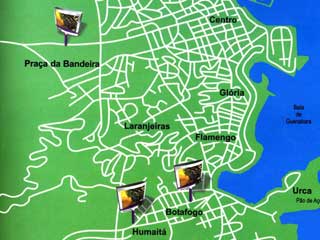 Map of Eletromidia outdoor advertising screens installations in Rio de Janeiro