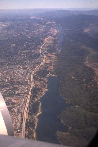 Air view of the mountain ridge that is a natural boundary of Silicon Valley