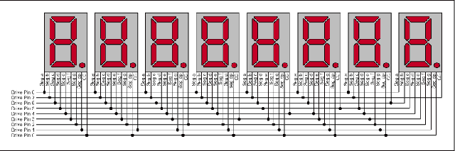 Reduced pin-count multiplexing - MAX6951 connections