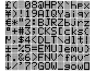 Carácteres de la 5 x 7 matriz que comparan y del starburst