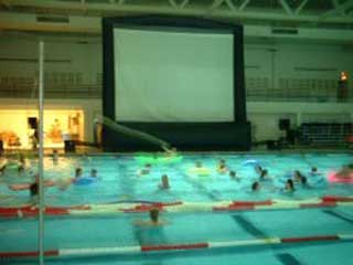 Swimflix! Inflatable screen.