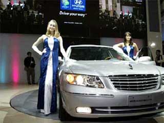 Painel de LED no auto show 2005 de Seul