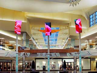 LED video screens of mall’s “Stonehenge”