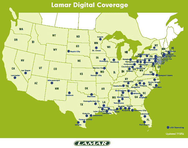 Lamar’s LED billboard network in the United States