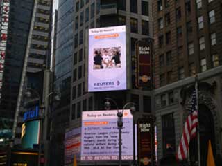 Informational outdoor screen Reuters news agency in New York