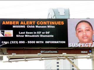 Outdoor screen Amber Alert announcement