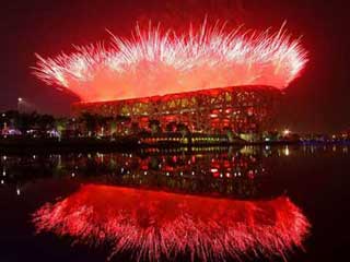 Os fogos de artifício da Cerimônia de Abertura