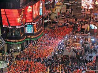 Reportage en direct de Times Square