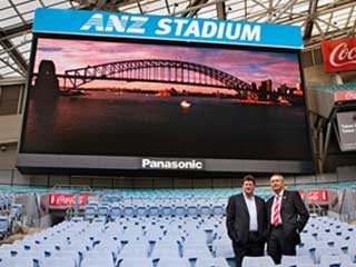 Pantalla de LEDs en el estadio de ANZ en Sidney