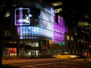 Media façade of commercial complex in Singapore