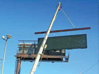 The Land Displays billboard being converted to LED digital version