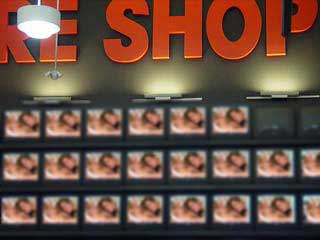 Hardcore porn film on 20 TV screens in Tesco supermarket