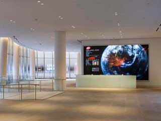 Video screen behind the IAC reception desk