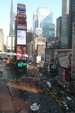 Huge outdoor advertising LED screens at Times Square in New York