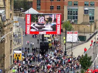 Large mobile trailer-mounted LED 60 sq.m screen