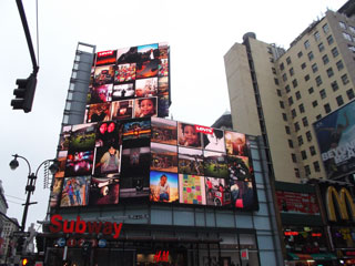 Three LED SMD screens manufactured by Barco in New York