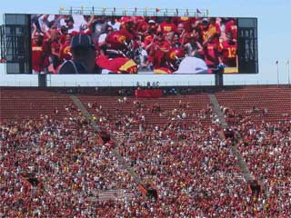 High-resolution LED screen in Coliseum arena in Los Angeles