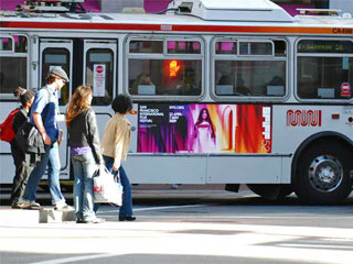 Advertising LED screen on a bus