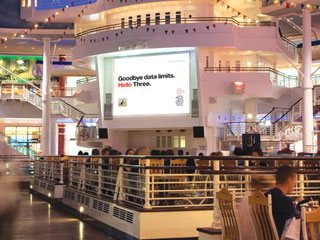 Big advertising screen in Trafford Centre, Manchester