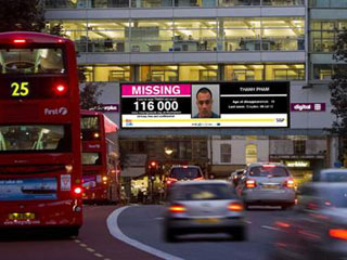 Missing person search messages on LED screen