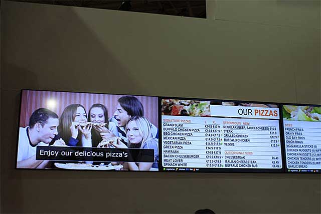 Digital displays with food menus