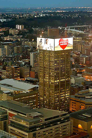 The world's largest LED messaging screen of ABSA Tower