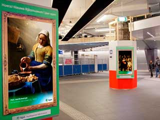 Subway digital art gallery in Amsterdam and Rotterdam displaying masterpieces from Rijksmuseum