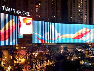 Huge media façade on the Taman Anggrek complex in Indonesia