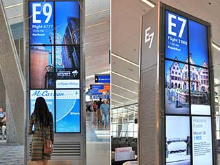 Videowalls verticais do NEC no aeroporto de McCarran