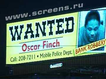 Announcement on LED screens about wanted criminals