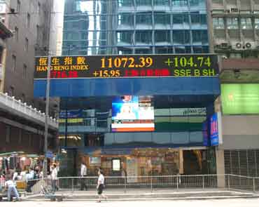 Hong Kong: Informational LED screen that belongs to a local TV station