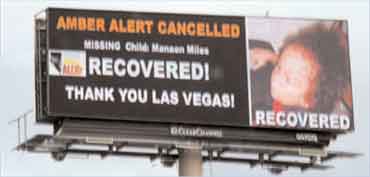 Video screen that informs citizens about safe recovery of the kidnapped boy