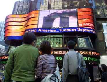Large electronic LED screen in New York that belongs to ABC TV studio