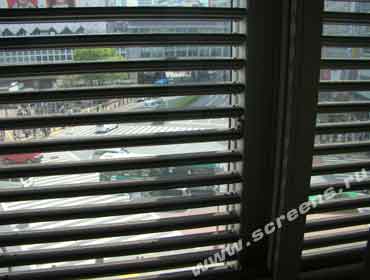 The LED strips as seen from the inside of the building