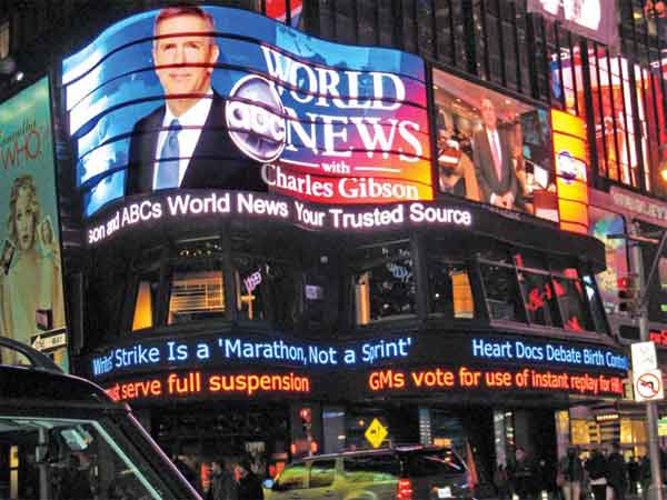 The new ABC Times Square SuperSign offers a 10 mm pitch with a 25-times-greater image resolution