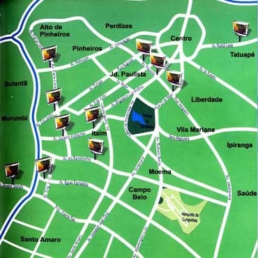 Map of Eletromidia screen network in San Paolo (Brasil)