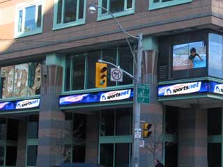 LED informational signs and LED video screens of Rogers Sportsnet in Toronto (Canada)
